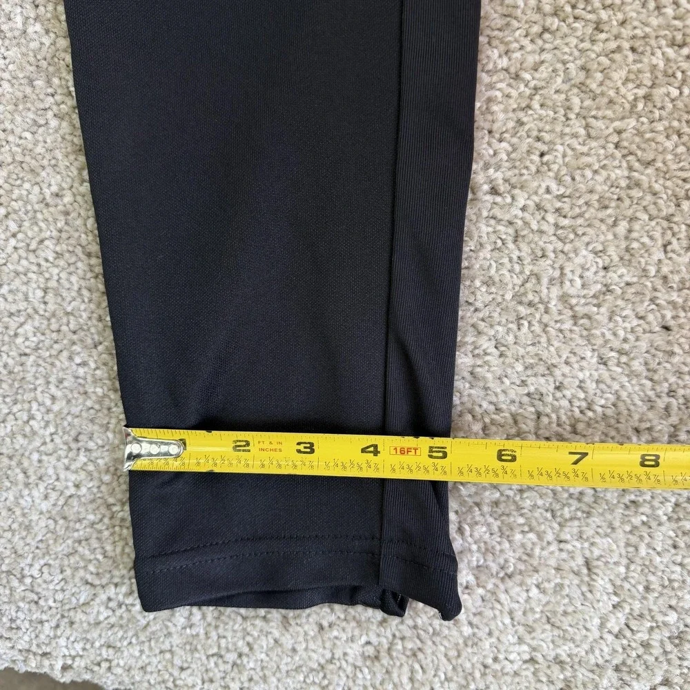 Adidas Track Pants Mens Medium Black Primegreen Elastic Waist Pockets Tapered
